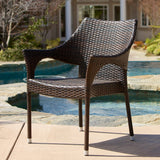 Outdoor 3 Piece Multi-brown Wicker Stacking Chair Chat Set - NH749003