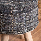 Handcrafted Boho Fabric Round Ottoman Stool - NH246992