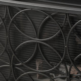 Modern Glam Single Panel Iron Fireplace Screen with Circle Pattern - NH845103