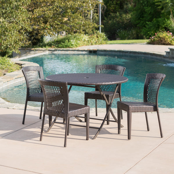 Outdoor 5 Piece Multi-brown Wicker Dining Set - NH500203