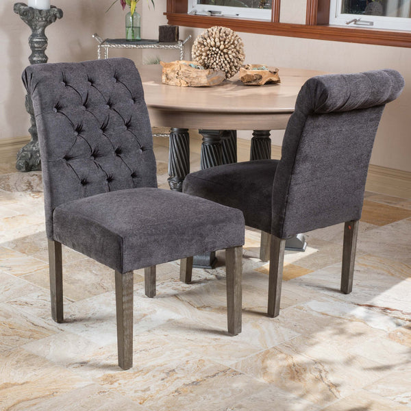 Dark Grey Linen Dining Chair (Set of 2) - NH106112