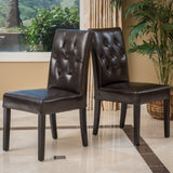 Tufted Diamond Stitch Leather Dining Chairs (Set of 2) - NH818312