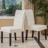 Tufted Diamond Stitch Leather Dining Chairs (Set of 2) - NH818312