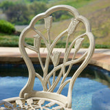 Outdoor Vintage Style Cast Aluminum Bistro Set with Tulips - NH481712