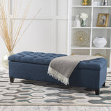 Button-Tufted Fabric Storage Ottoman Bench - NH642992