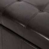 Lyncorn Brown Bonded Leather Storage Ottoman