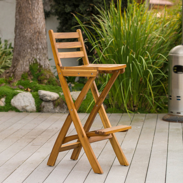 Outdoor 30-Inch Foldable Acacia Wood Bar Stool - NH595732