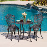 Traditional Outdoor 3-Piece Bronze Cast Aluminum Bistro Set - NH182932