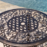 Traditional Outdoor 3-Piece Bronze Cast Aluminum Bistro Set - NH182932