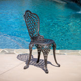 Traditional Outdoor 3-Piece Bronze Cast Aluminum Bistro Set - NH182932