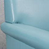 Contemporary Teal Blue Leather Club Chair with Scrolled Arms - NH716852