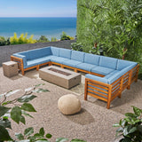 Outdoor 12 Piece U-Shaped Sectional Sofa Set with Fire Pit - NH811703