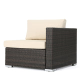 Outdoor 5 Seater U Shaped Wicker Sectional Sofa Set with Ottomans - NH569903