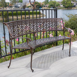 Outdoor Antique Copper Cast Aluminum Bench - NH669492