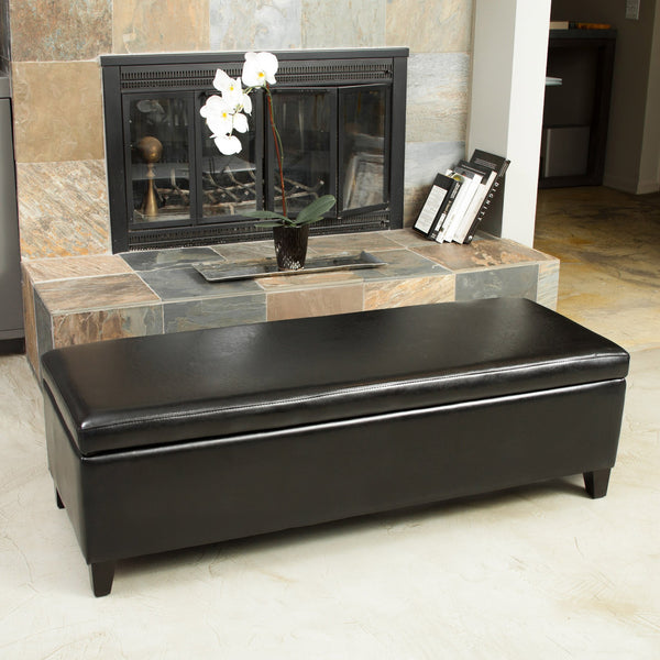 Leather Storage Ottoman Bench - NH780662