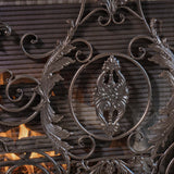 Black Gold Finish Floral Iron Fireplace Screen - NH844592