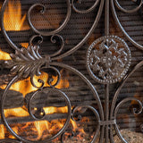 Copper Brown Finish Wrought Iron Fireplace Screen - NH054592