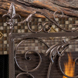 Copper Brown Finish Wrought Iron Fireplace Screen - NH054592