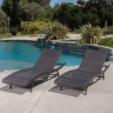 Outdoor Brown Wicker Adjustable Chaise Lounge Chair - NH925592