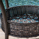 Outdoor 3-Piece Multi-Brown Wicker Bistro Set with Tempered Glass Top - NH396592