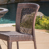 Outdoor 3-Piece Multi-Brown Wicker Bistro Set with Tempered Glass Top - NH596592