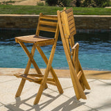 Outdoor 30-Inch Foldable Acacia Wood Bar Stool - NH595732