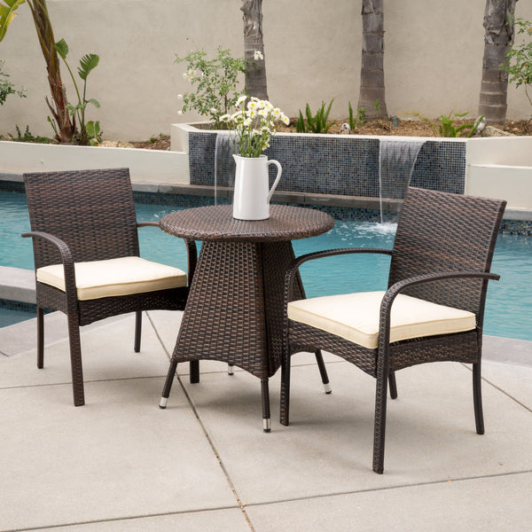 Outdoor 3pc Multibrown Wicker Bistro Set - NH558592