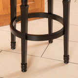 Farmhouse Black Bonded Leather Swivel Barstool with Arms - NH778592