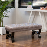 Contemporary Button-Tufted Velvet Ottoman Bench - NH592692