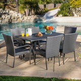 Outdoor 7-piece Grey Wicker Dining Set - NH186692