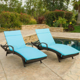 Outdoor Wicker Armed Chaise Lounge Chairs w/ Cushions (set of 2) - NH697692