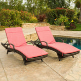 Outdoor Wicker Armed Chaise Lounge Chairs w/ Cushions (set of 2) - NH697692