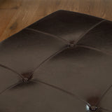 Button Tufted Espresso Leather Square Ottoman Coffee Table - NH235892