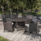 Outdoor 5 Piece Wicker Round Dining Set with Water Resistant Cushions - NH533203