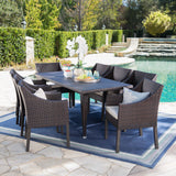 Outdoor 9 Piece Wicker Dining Set with Water Resistant Cushions - NH323203