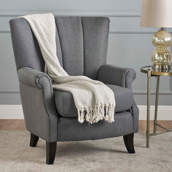 Contemporary Channel Stitch Upholstered Fabric Club Chair - NH714103