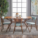 Mid Century Finished 5 Piece Wood Dining Set with Fabric Chairs - NH423103