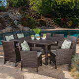 Outdoor 9 Piece Wicker Dining Set with Water Resistant Cushions - NH519303