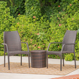 Outdoor 3 Piece Multi-brown Wicker Stacking Chair Chat Set - NH659003