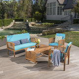 Outdoor Acacia Wood Sofa Set with Water Resistant Cushions - NH282203