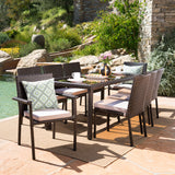 Outdoor 9 Piece Wicker Rectangular Dining Set - NH492203