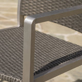 Outdoor Modern Gray Wicker Barstools with Aluminum Frame (Set of 4) - NH653003