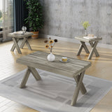 Indoor Farmhouse 3 Piece Acacia Wood Table Set - NH924403