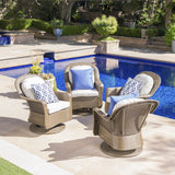 Outdoor Wicker Swivel Club Chairs with Water Resistant Cushions - NH961203