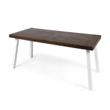 Outdoor Finished Acacia Wood Dining Table with Metal Legs - NH436303