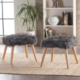 Glam Boho Faux Fur Ottoman Stool - NH335003