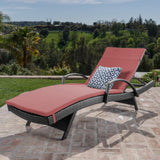 Outdoor Grey Wicker Armed Chaise Lounge w/ Water Resistant Cushion - NH481103