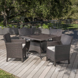 Outdoor 5 Piece Wicker Square Dining Set with Water Resistant Cushions - NH633203