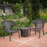 Outdoor 3 Piece Multi-brown Wicker Stacking Chair Chat Set - NH839003