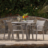 Outdoor Aluminum Framed Wicker 5 Piece Dining Set - NH922103